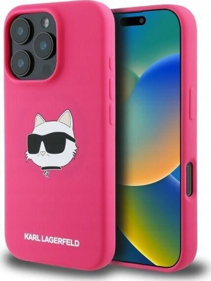 Karl Lagerfeld KARL LAGERFELD futerał do IPHONE 16 Pro kompatybilny z MagSafe KLHMP16LSCHPPLF (Sil Choupette Head Print) fuksja