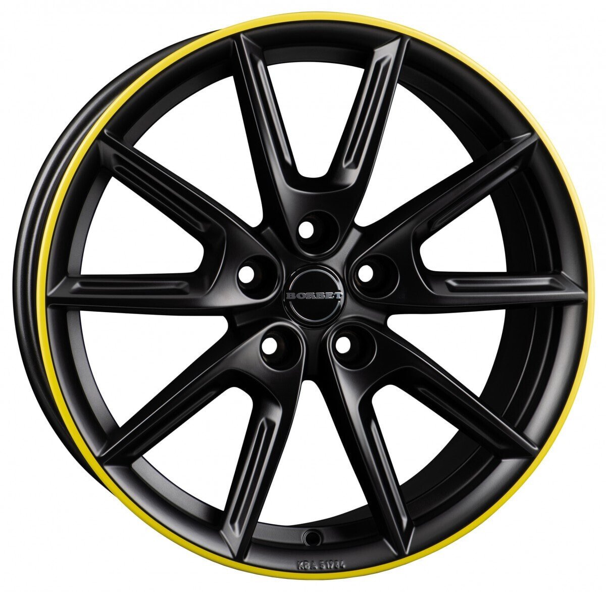 Колесный диск литой Borbet LX18 black matt rim yellow 8x18 ET40 - LK5/112 ML66.6