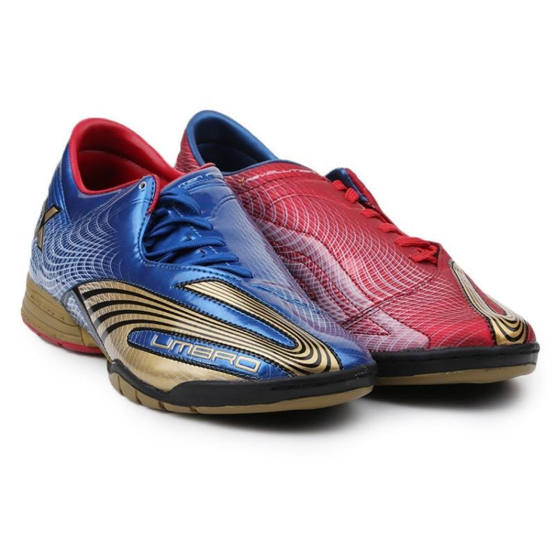Мужские футбольные бутсы  синие красные для зала  Indoor shoes Umbro Revolution FCE II-A IN M 886672-6CT