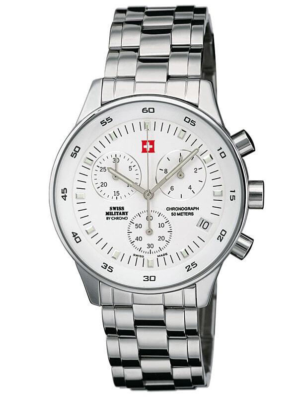 Мужские наручные часы с серебряным браслетом Swiss Military SM30052.02 Chronograph 40mm 5 ATM