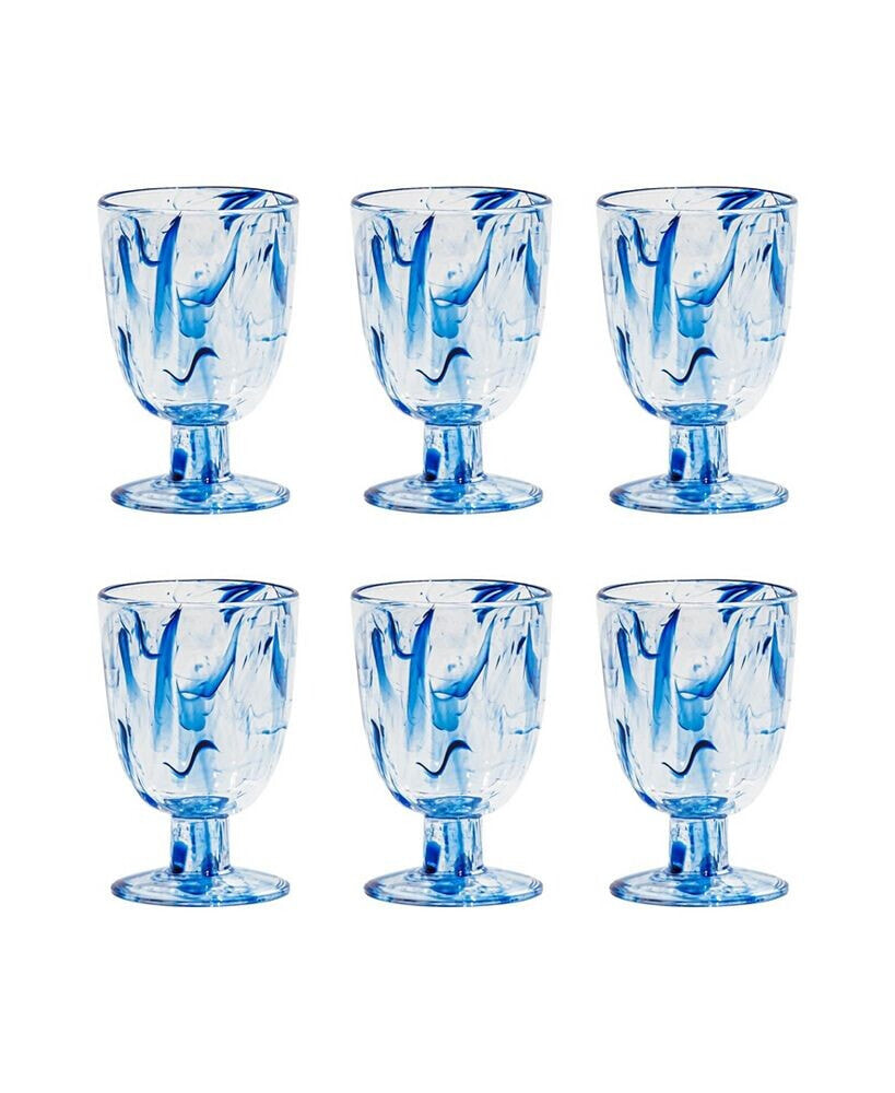 TarHong aegean Swirl 6-Piece Premium Acrylic Goblet Glass Set, 14 oz