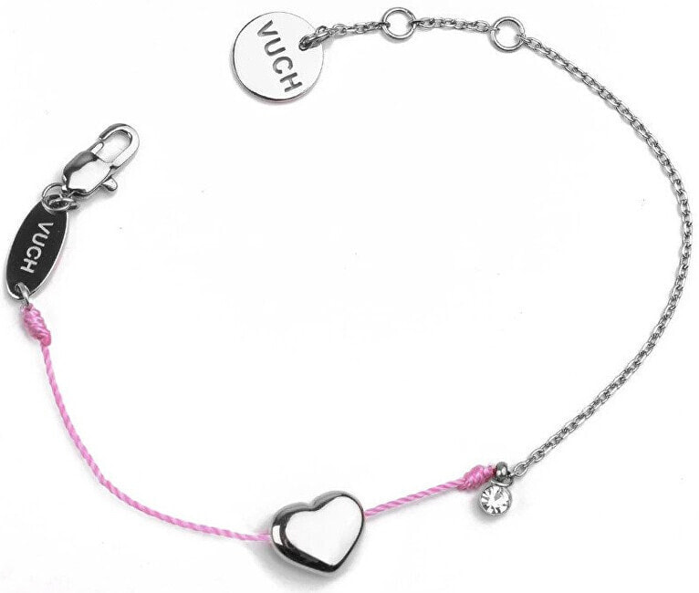 Fashionable pink bracelet with shiny heart