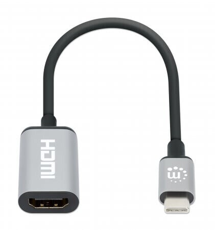 Manhattan 153706 видео кабель адаптер 0,15 m USB Type-C HDMI Черный, Серебристый