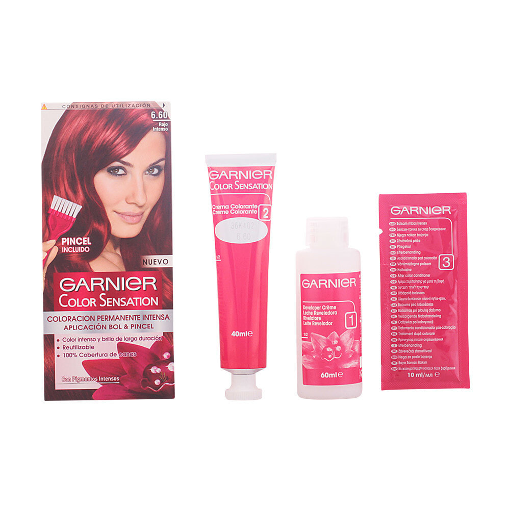 Garnier Color Sensation Permanent Hair Color No.  6.60 Deep Red Насыщенная перманентная крем-краска для волос, оттенок глубокий красный