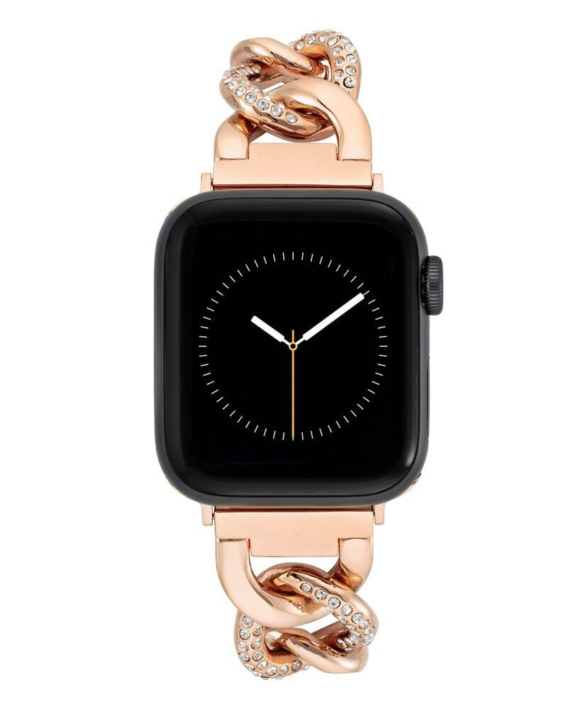 Anne Klein women's Rose Gold-Tone Alloy Chain with Crystals Bracelet Compatible with 42/44/45/Ultra/Ultra 2 Apple Watch