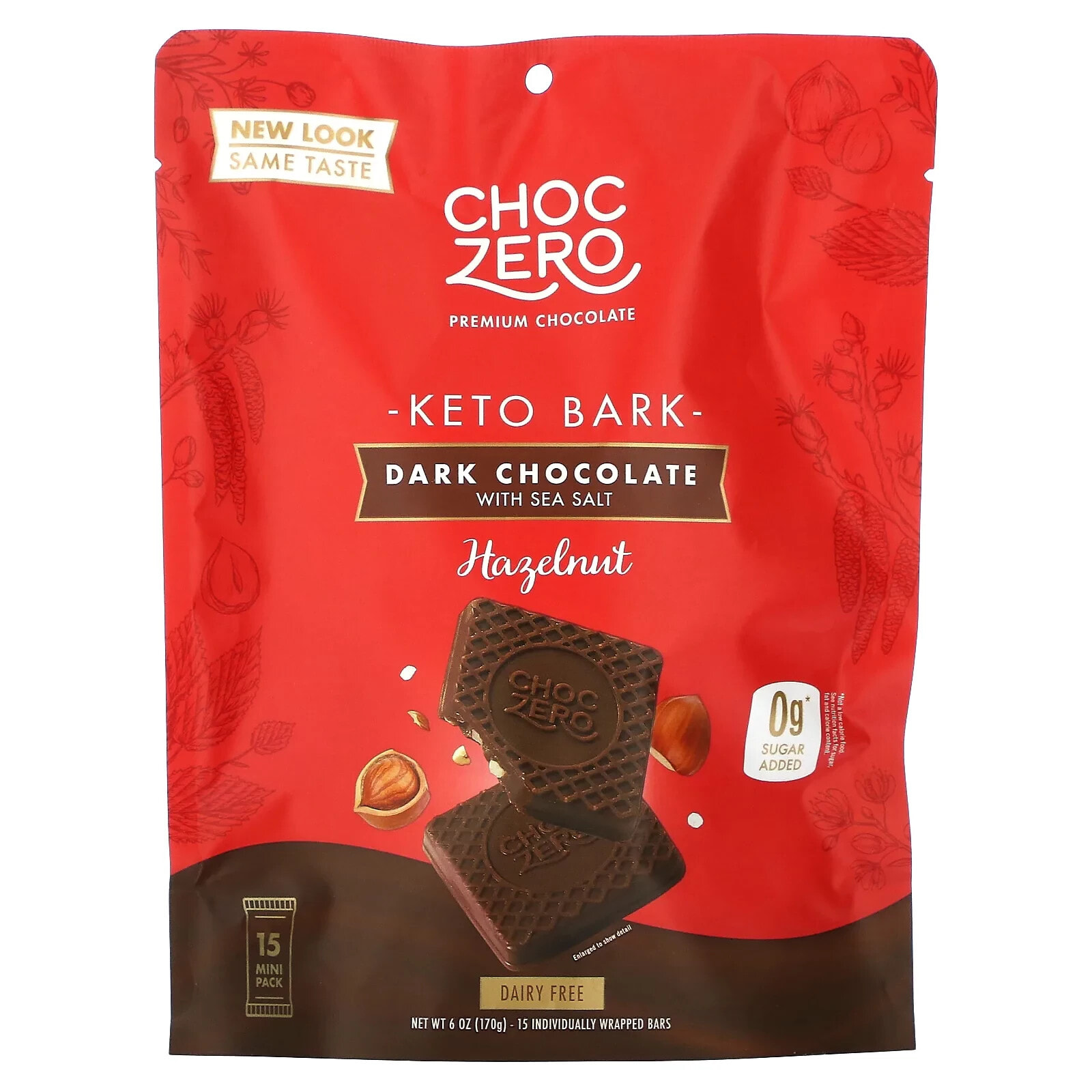 ChocZero, Keto Bark, темный шоколад, с перечной мятой, 15 мини-пакетиков, 170 г (6 унций)