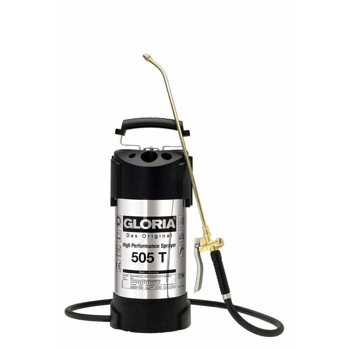 Garden Pressure Sprayer Gloria 505t Stainless steel Brass 6 BAR 5 L