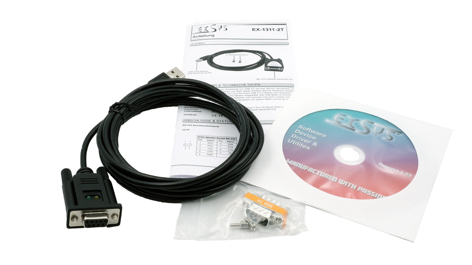 EX-1311-2T - USB Type A 2.0 - RS-232 - 2.5 m - Black