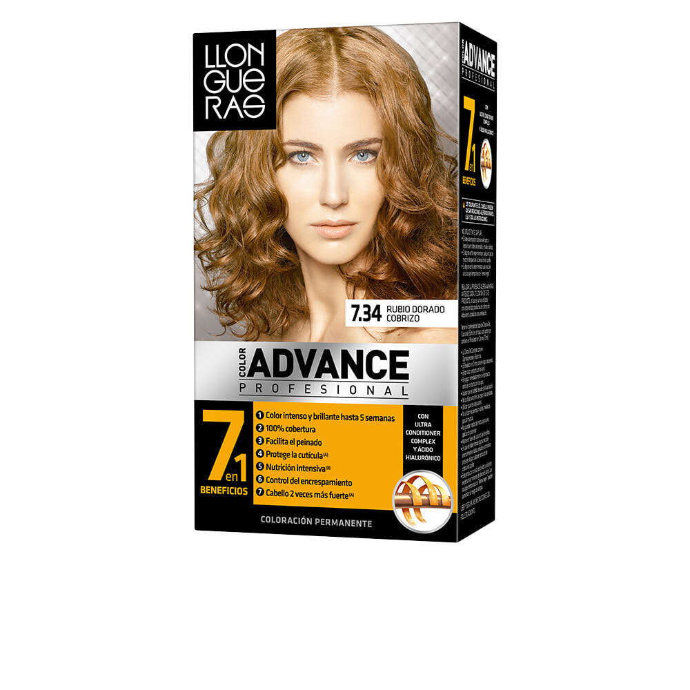 Llongueras Color Advance Permanent Hair Color No.7,34 Golden Copper Blonde Перманентная краска для волос, оттенок золотисто-медный русый