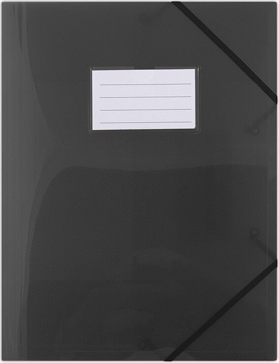 Donau Folder with rubber band DONAU, PP, A4, 480 micr., 3-fold, semi-transparent black