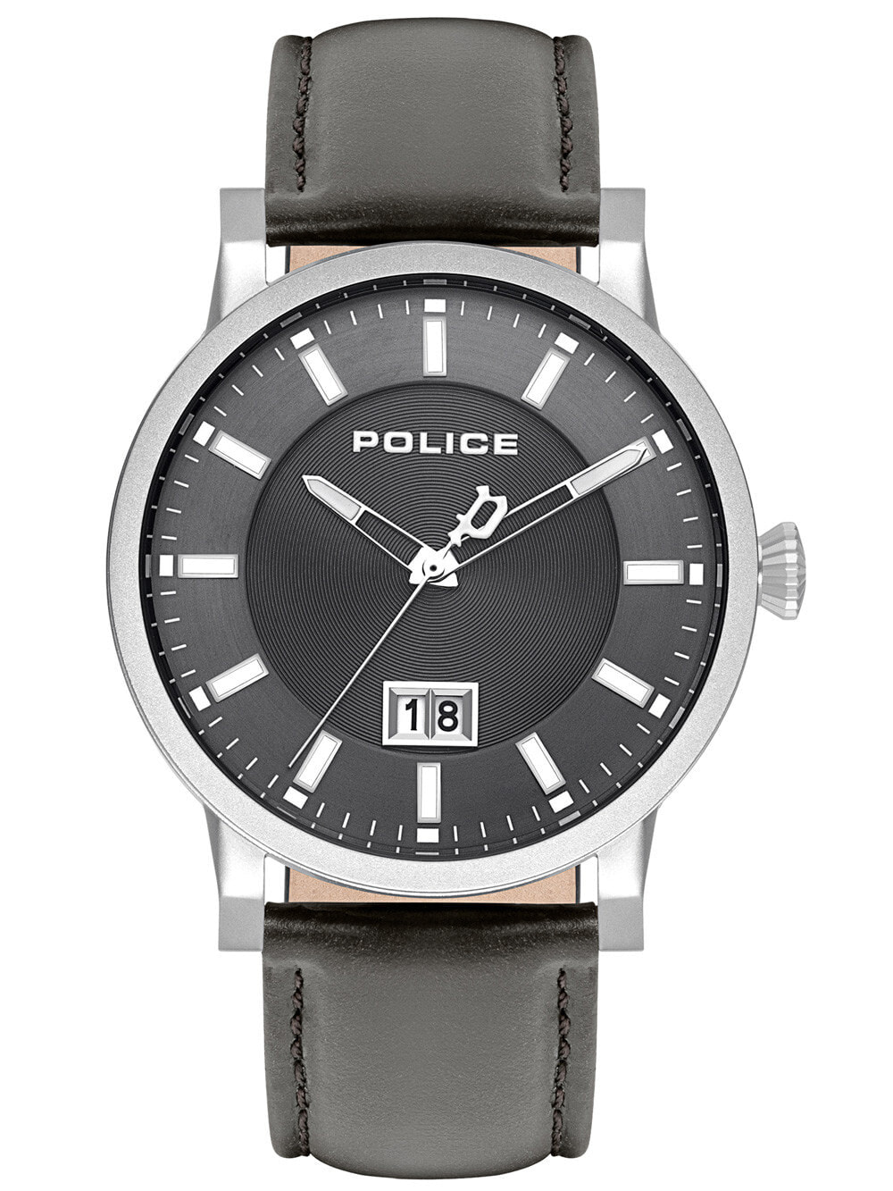 Мужские наручные часы с черным кожаным ремешком  Police PL15404JS.13 Collin Mens 42mm 3ATM