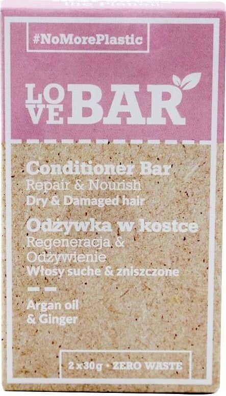 Бальзам для поврежденных волос Love Bar LOVE BAR_Conditioner Bar odżywka w kostce do włosów suchych i zniszczonych Olej Arganowy Imbir 2x30g