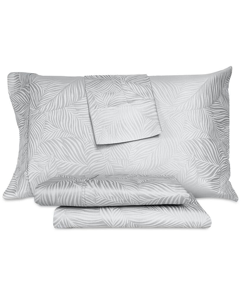 Art of the Weave woven Jacquard Feather Design 1000-Thread Count Sateen 4-Pc. Sheet Set, King