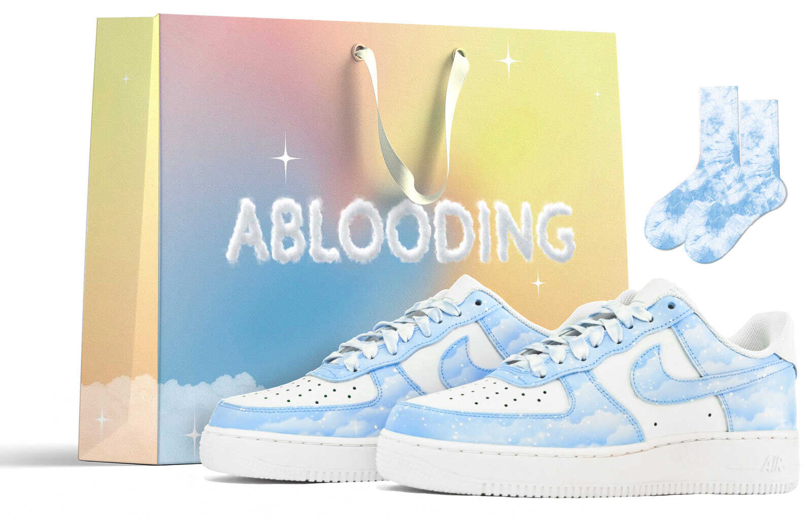 【定制球鞋】 Nike Air Force 1 Low ABLOODING 星空系列 蓝色星空 星云极星 星辰大海 低帮 板鞋 男款 蓝 / Кроссовки Nike Air Force CW2288-111