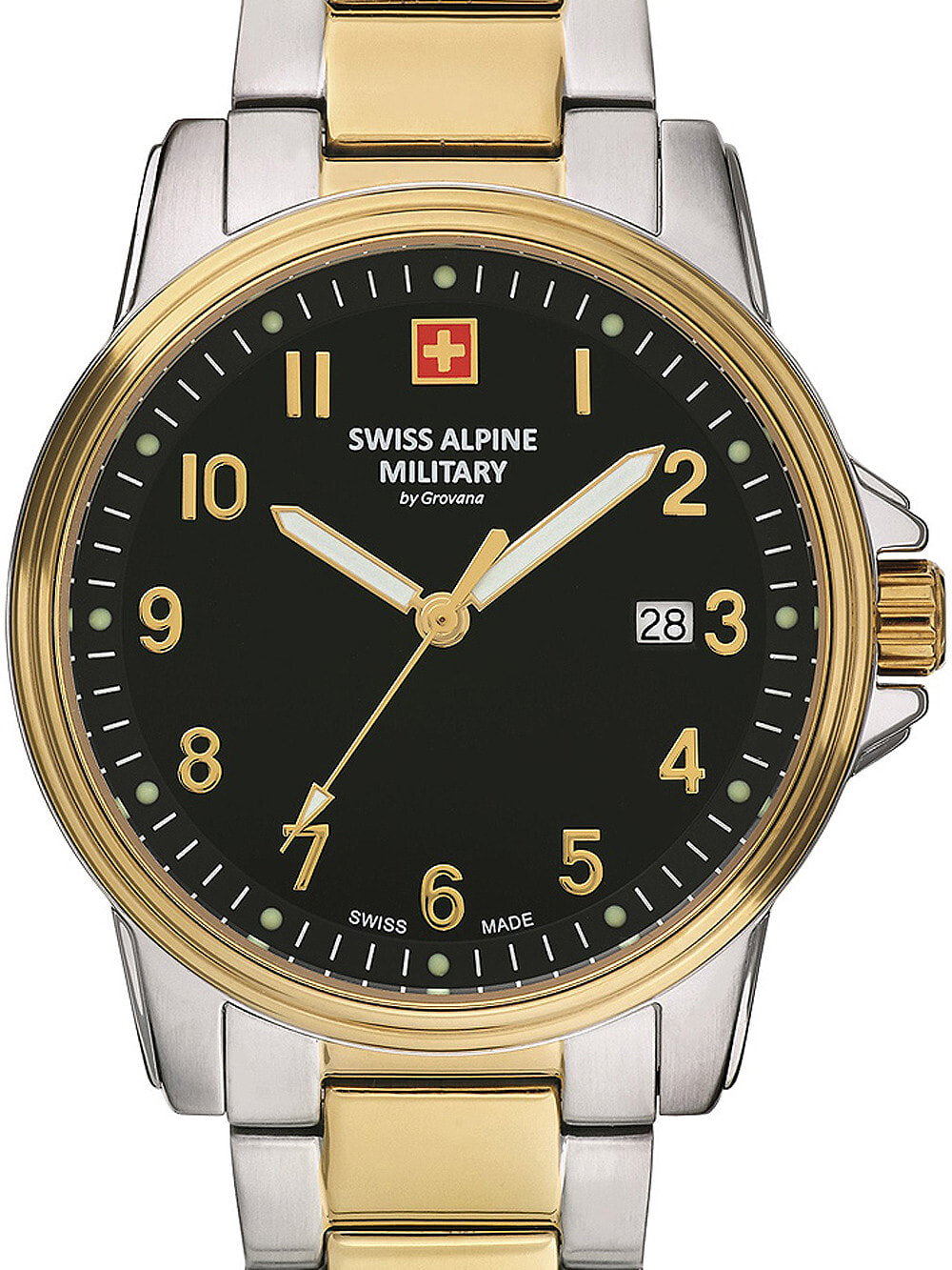 Мужские наручные часы с серебряным браслетом Swiss Alpine Military 7011.1147 mens 40mm 10ATM