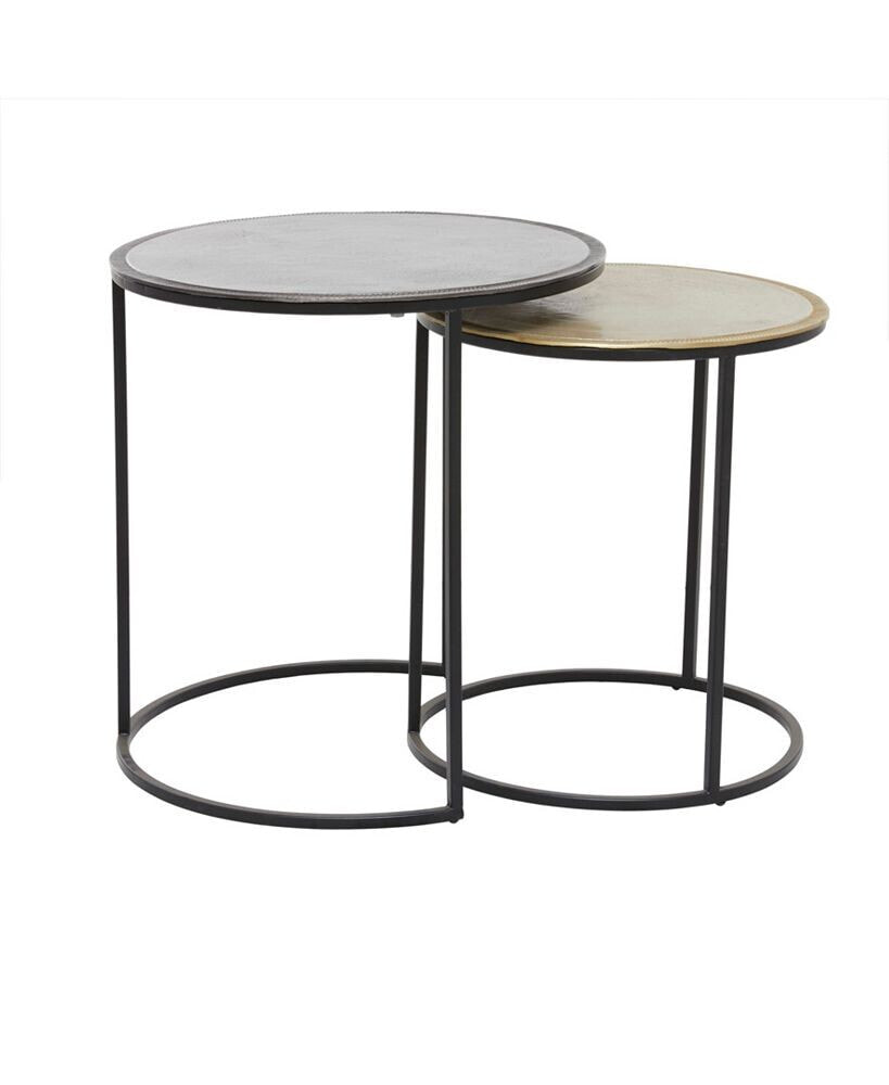Rosemary Lane aluminum Industrial Accent Table, Set of 2