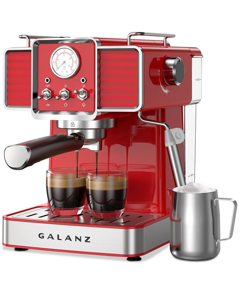 Galanz 2-Cup Retro Espresso Machine with Milk Frother