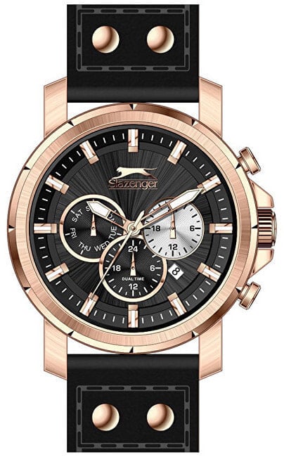 Мужские наручные часы с черным кожаным ремешком Slazenger SL.09.6033.2.03