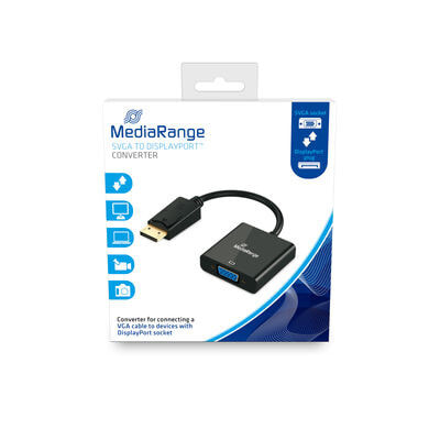 MediaRange MRCS173 видео кабель адаптер 0,15 m VGA (D-Sub) DisplayPort Черный
