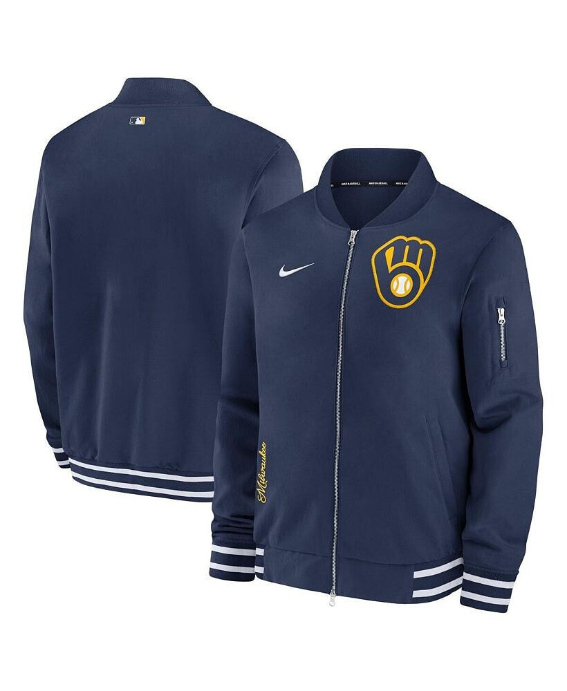 Nike men's Navy Milwaukee Brewers Authentic Collection Full-Zip Bomber Jacket