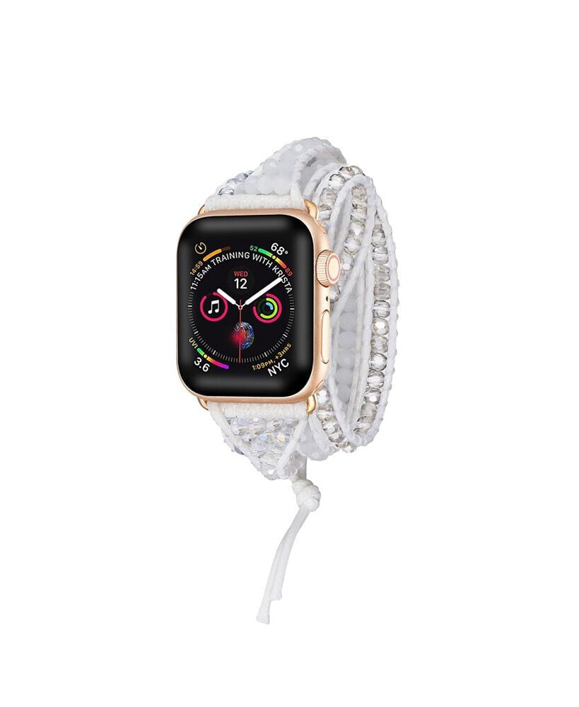 Men's and Women's Silver-Tone White Jewelry Wrap for Apple Watch 38mm