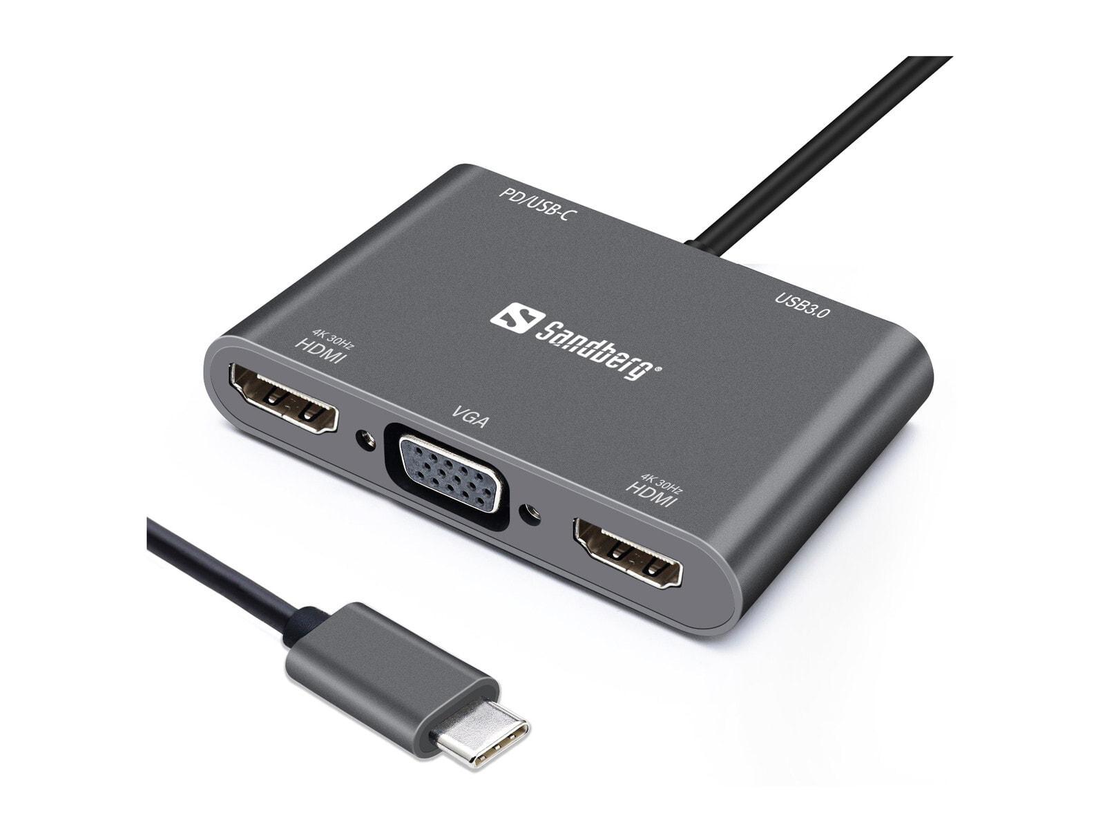 Sandberg USB-C Dock 2xHDMI+1xVGA+USB+PD 136-35