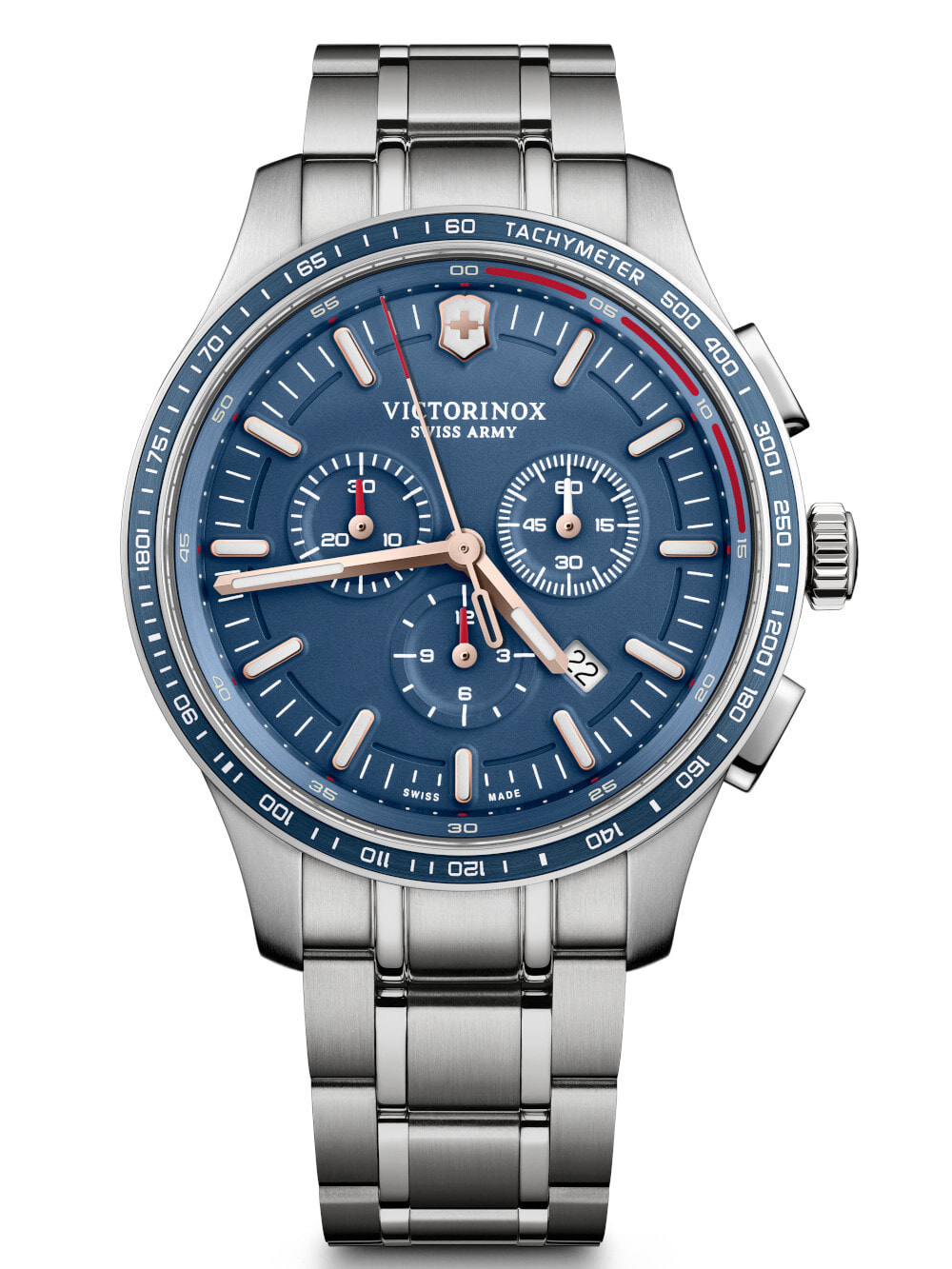 Мужские наручные часы с серебристым браслетом Victorinox 241817 Alliance Sport Chronograph 44mm 10ATM