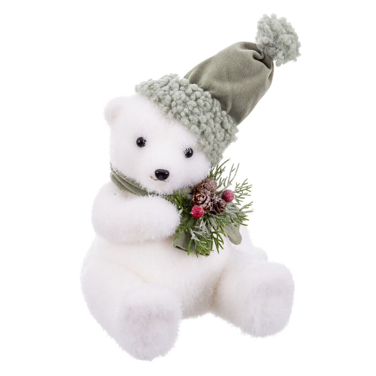 Новогоднее украшение Белый Разноцветный Пластик Polyfoam Ткань Медведь 18 x 18 x 22 cm