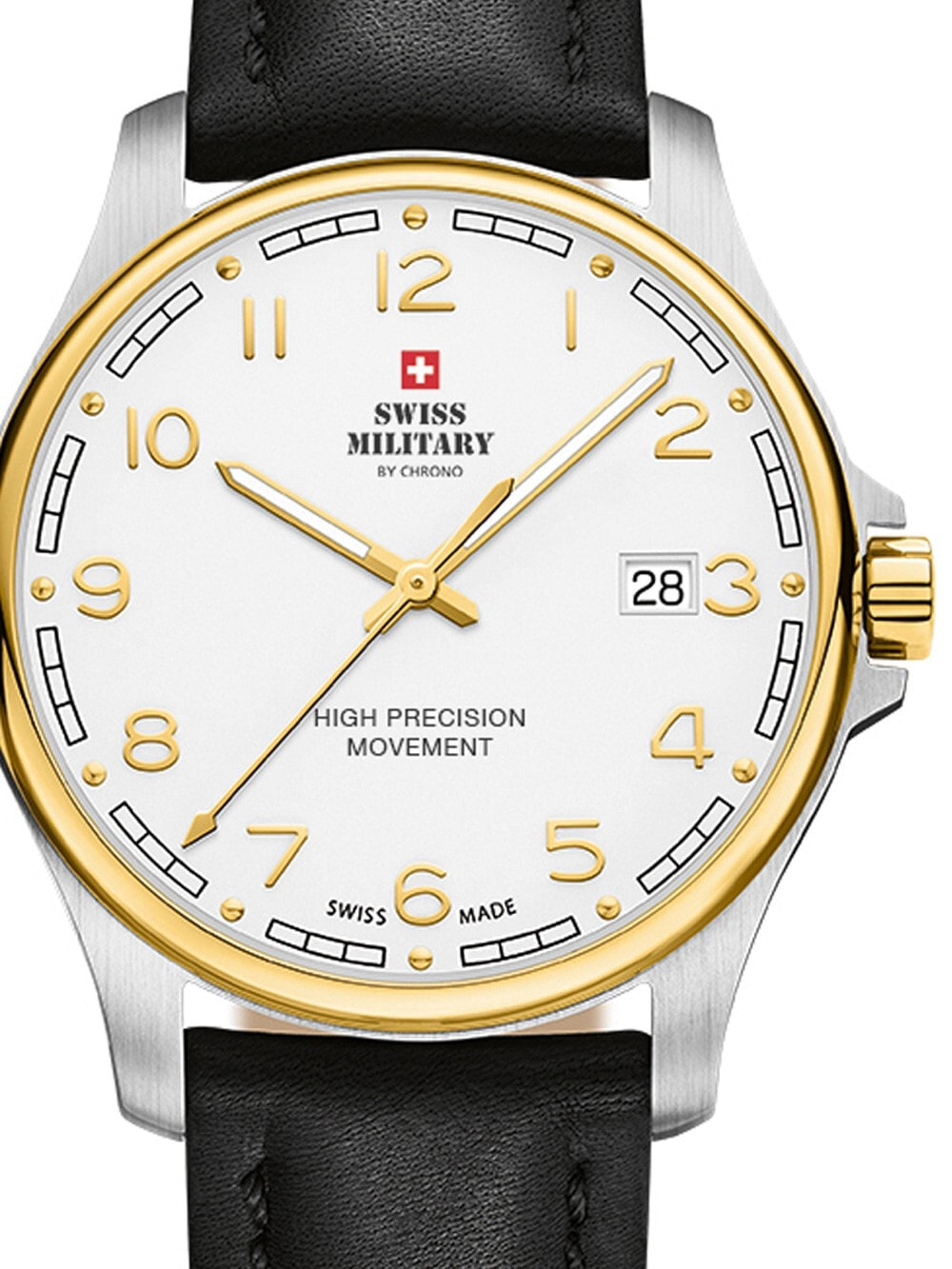 Мужские наручные часы с черным кожаным ремешком  Swiss Military SM30200.28 Mens 39mm 5ATM