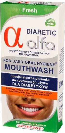 Alfa Diabetic Mouthwash Освежающий ополаскиватель полости рта с растительными экстрактами для диабетиков без спирта 200 мл