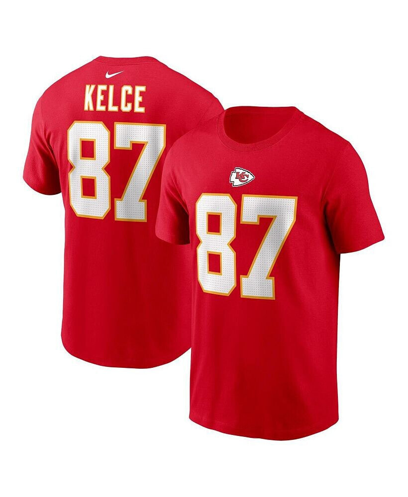 Nike men's Travis Kelce Red Kansas City Chiefs Player Name and Number T-shirt