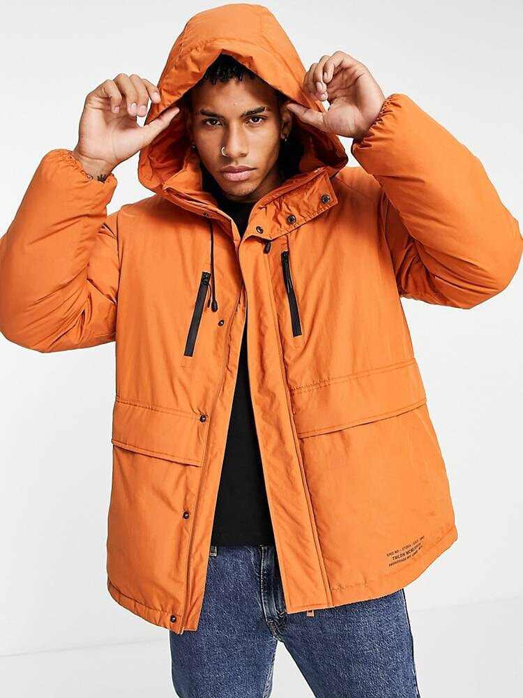 Topman tech short parka in orange куртки V70438131Цвет: Оранжевый; Размер:  M купить по выгодной цене от 9179 руб. в интернет-магазине  market.litemf.com с доставкой