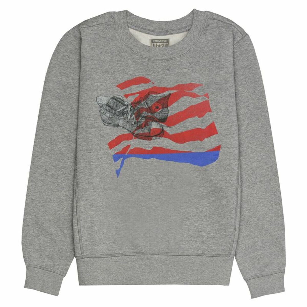 Men’s Sweatshirt without Hood Converse Graphic Fleece Crew Light grey