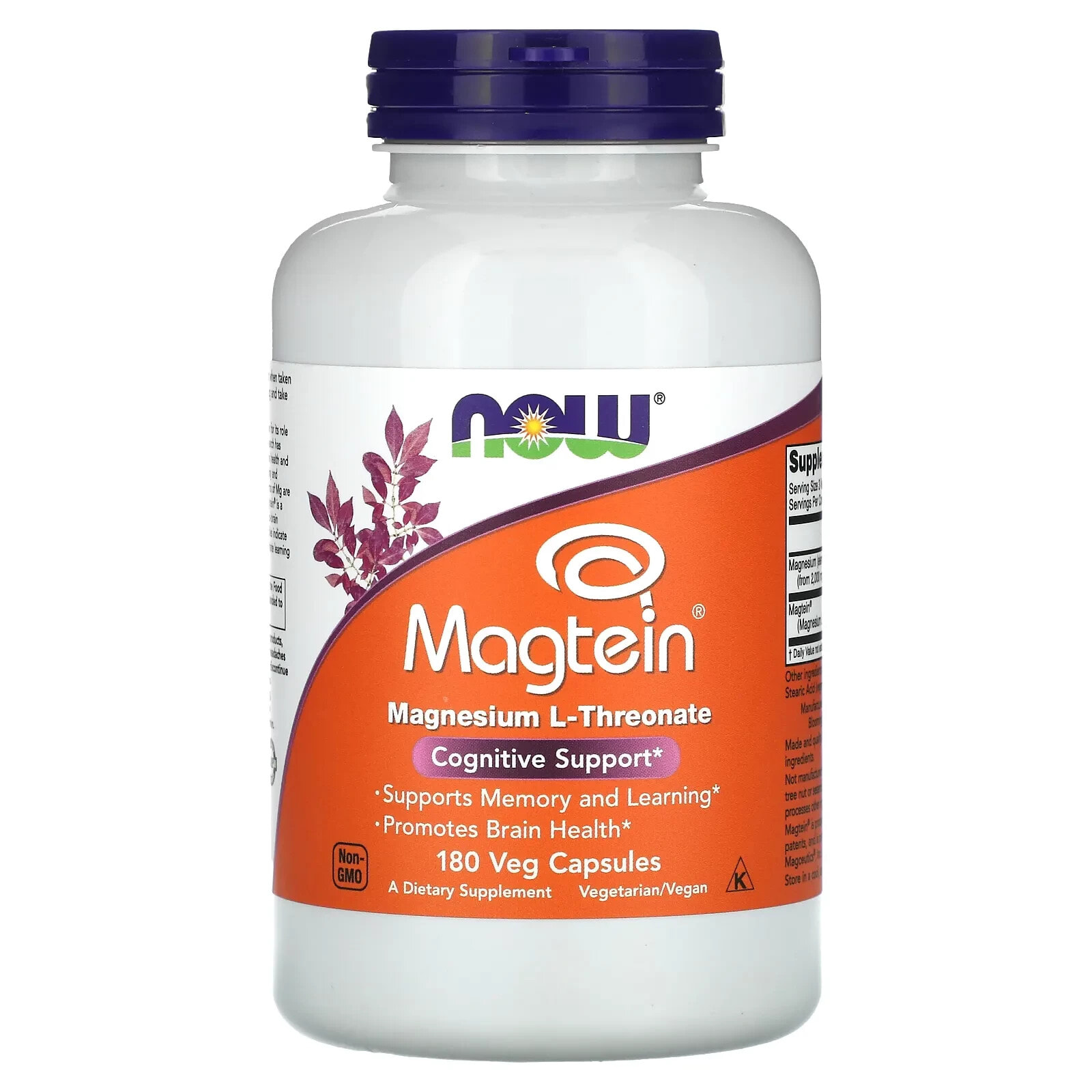 NOW Foods, Magtein`` 180 растительных капсул