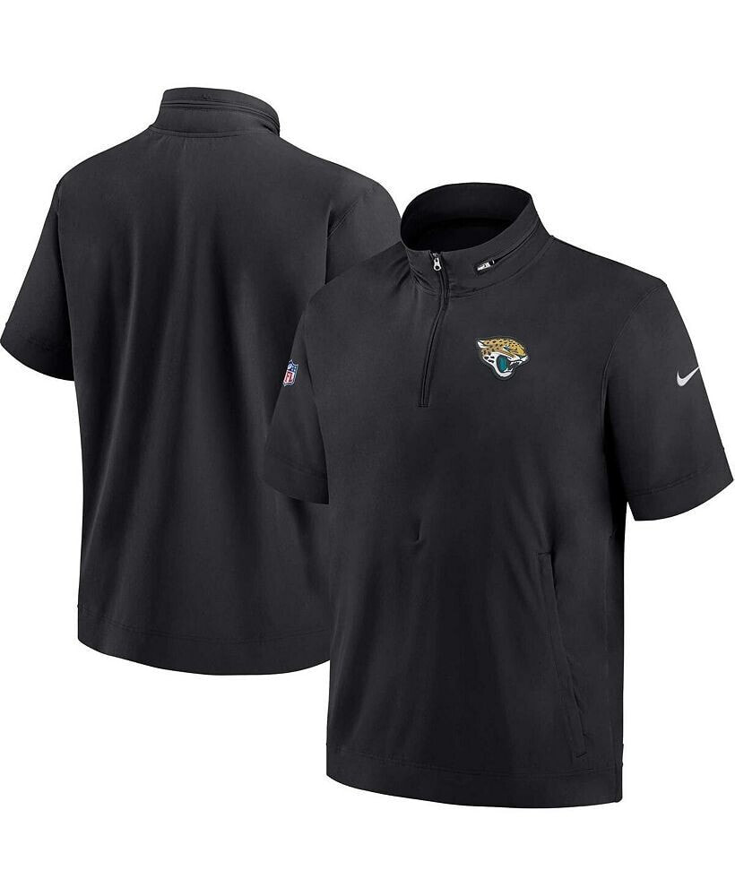 Nike men's Black Jacksonville Jaguars Sideline Coach Short Sleeve Hoodie Quarter-Zip Jacket