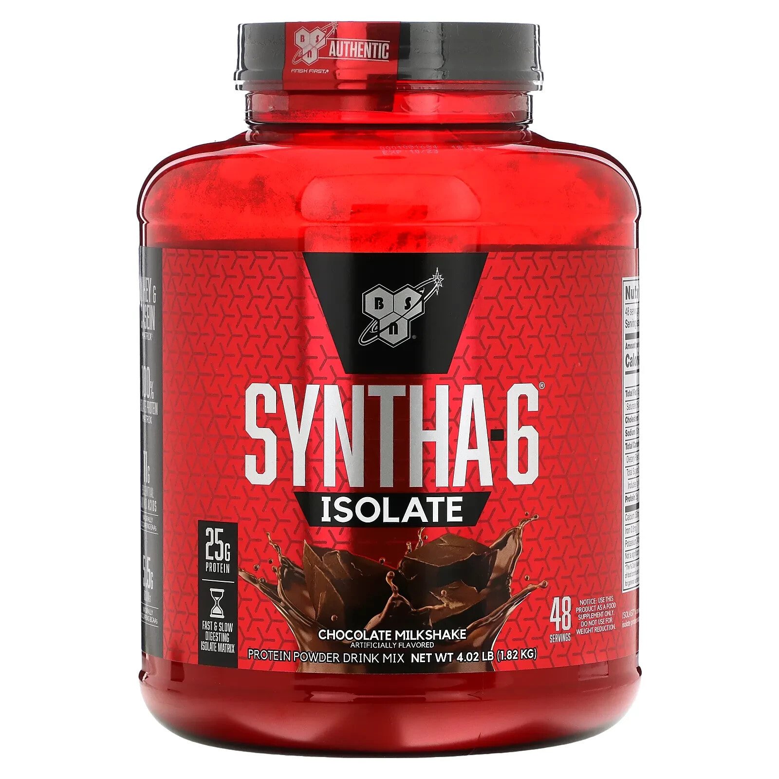 BSN, Syntha-6 Isolate, Protein Powder Drink Mix, Chocolate Milkshake, 2.01 lb (912 g)