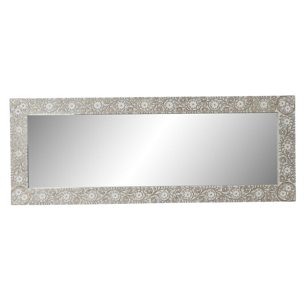 Wall mirror DKD Home Decor White Natural Crystal Mango wood MDF Wood Indian Man Stripped 170 x 3 x 63 cm