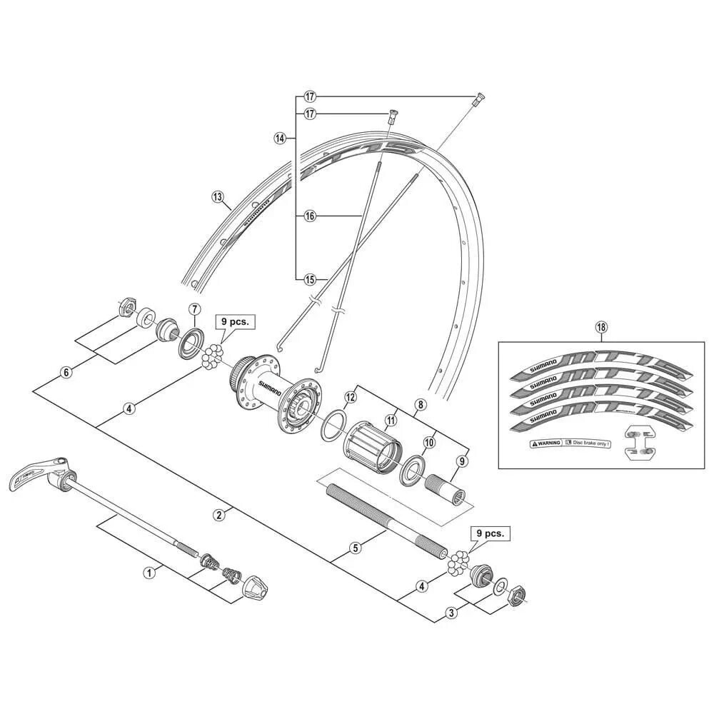 SHIMANO WH-RS10-R Hub Cone Locknut Unit