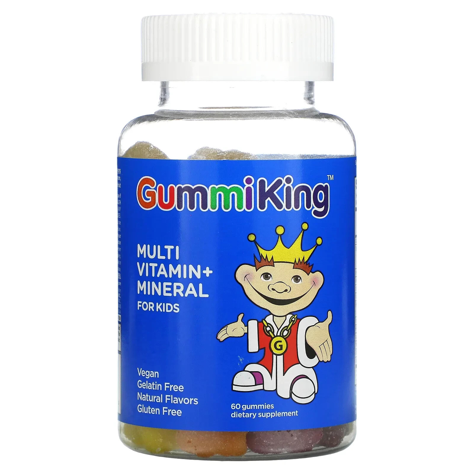 Гумми Кинг, мультивитамины и микроэлементы для детей, со вкусом клубники, апельсина, лимона, винограда, вишни и грейпфрута, 60 жевательных таблеток