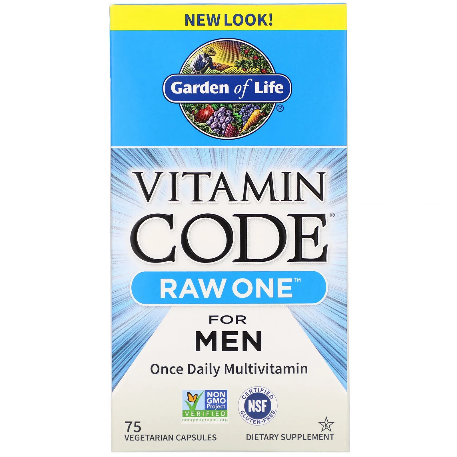 Garden of Life, Vitamin Code, RAW One, мультивитаминная добавка для мужчин (для приема 1 раз в день), 75 вегетарианских капсул