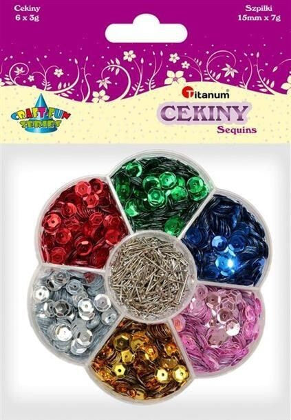 Декоративный элемент или материал для детского творчества Titanum Cekiny 7mm 6 kolorów + szpilki 15mm
