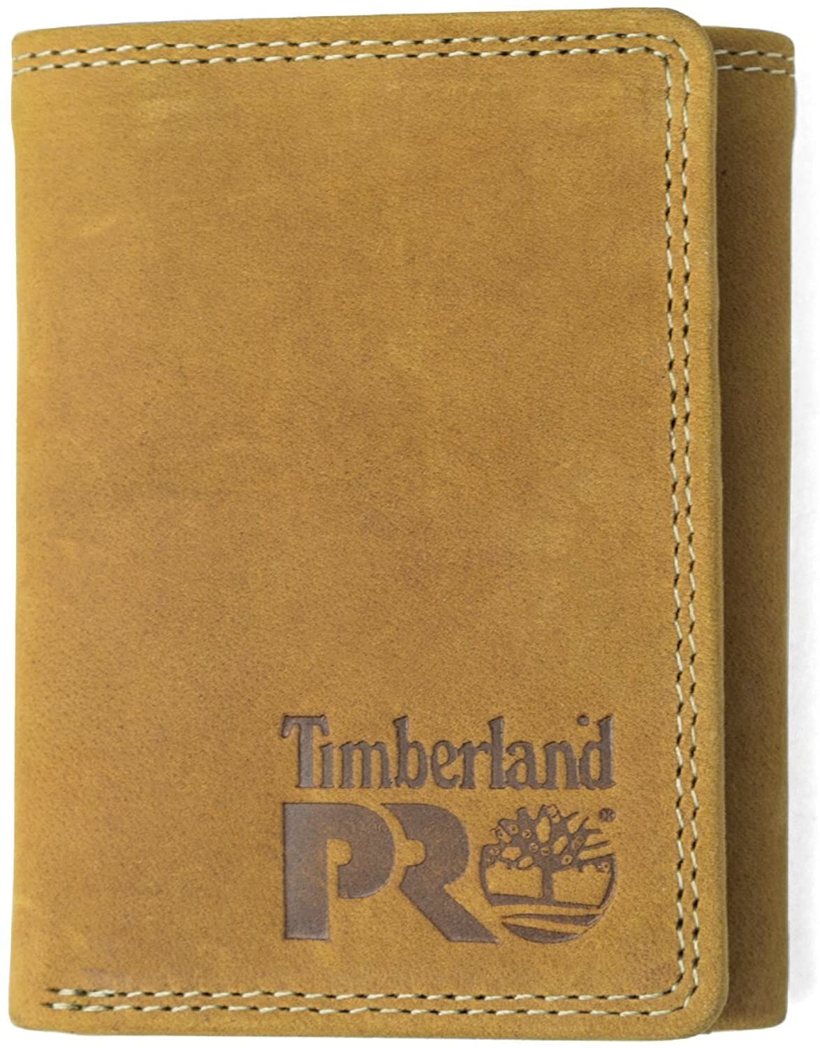 Мужское портмоне кожаное вертикальное черное без застежки   	Timberland PRO Men's Leather RFID Trifold Wallet with Id Window