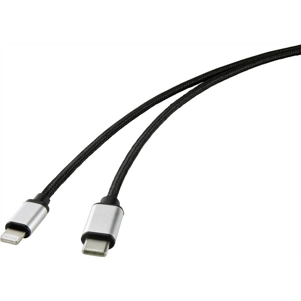 Компьютерный разъем или переходник Renkforce RF-4353448. Product colour: Black, Connector 1: USB C, Connector 2: Lightning. Quantity per pack: 1 pc(s)