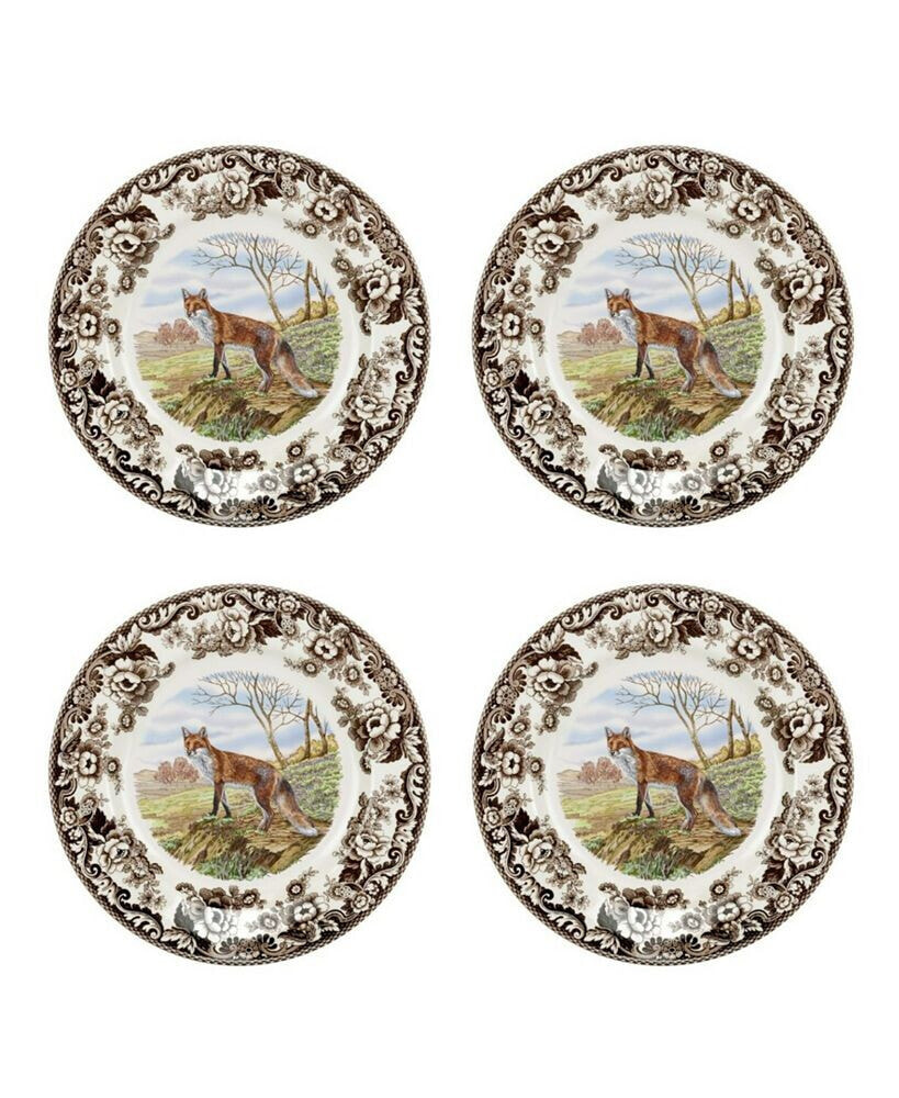 Spode woodland Red Fox 4 Piece Dinner Plates, Service for 4