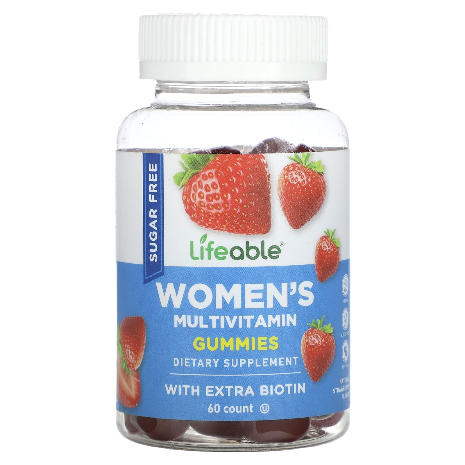 Lifeable, Women's Multivitamin Gummies, Sugar Free, Natural Strawberry, 60 Gummies