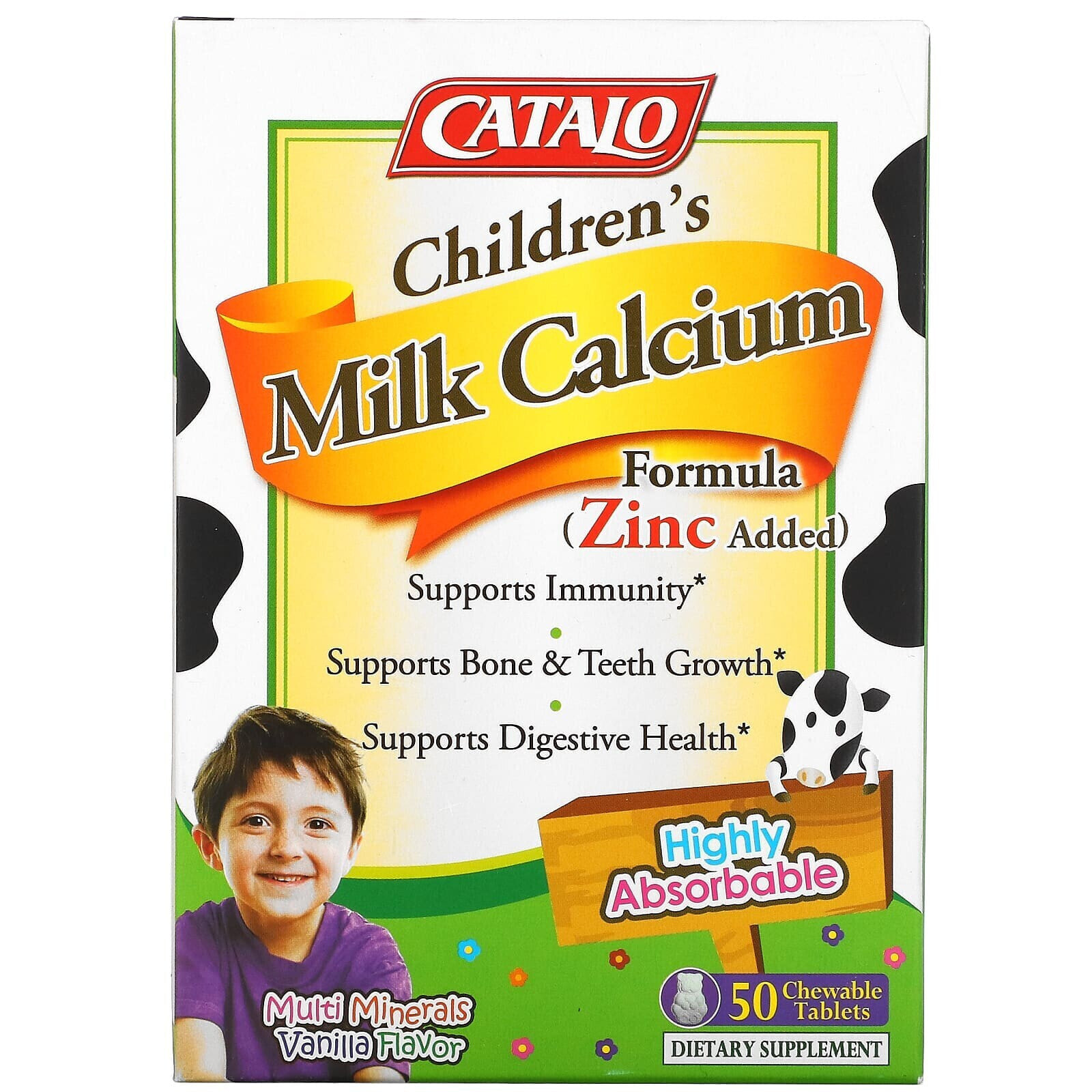 Катало Натуралс, Children's Milk Calcium Formula, ваниль, 50 жевательных таблеток