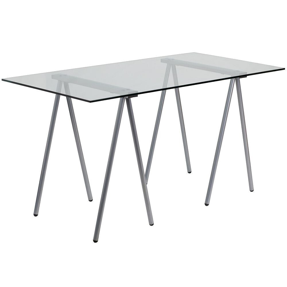 Flash Furniture glass Computer Desk With Silver Metal Frame