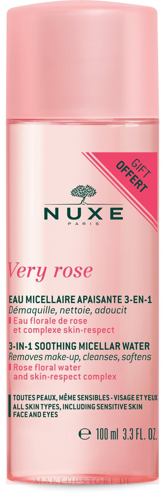 3in1 Beruhigendes Mizellen-Reinigungswasser zum Abschminken mit Rosenblütenwasser - Nuxe Very Rose 3 in 1 Soothing Micellar Water