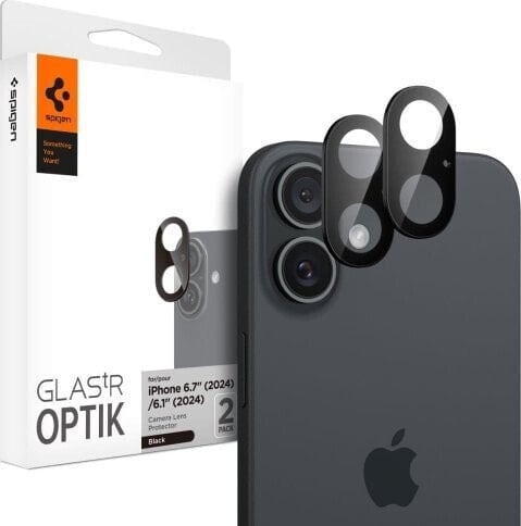 Spigen Spigen Optik GLAS.TR Camera Protector 2-Pack - Szkło ochronne na obiektyw do iPhone 16 / 16 Plus (2 szt) (Czarny)