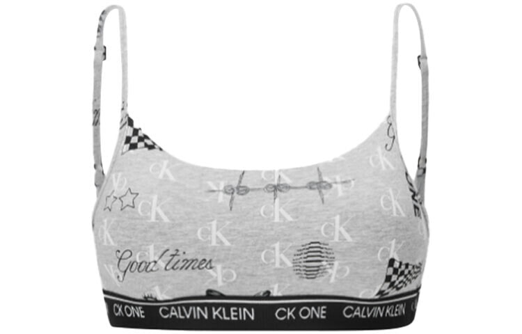 CK/Calvin Klein 徽标Logo花朵印花文胸 女款 灰色 / Белье CKCalvin Klein Logo QF5727AD-WGN